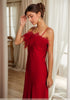 Luxury Ostrich Feather Silky Satin Long Nightgown