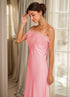 Luxury Ostrich Feather Silky Satin Long Nightgown