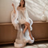 Elegant Luxury 2-Layer Thick Turkey Feather Fringe Hem Long Tulle Robe with Nightgown Multi-Colors