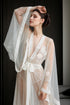 Elegant Sheer Lace Bridal Robe with Floral Embroidery and Satin Tie
