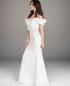 Elegant ruffled off the shoulder trumpet Italy silky satin simple wedding dress little white dress