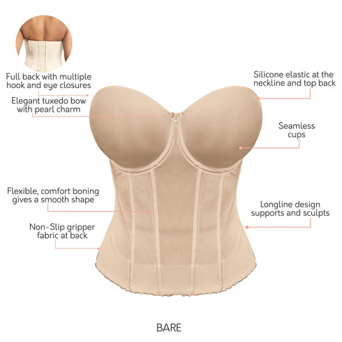 PARFAIT Elise P6097 Women's Full Bust Padded Strapless Full Back Bustier - Bare