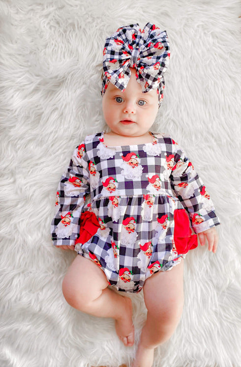 Checkered Santa ruffle romper