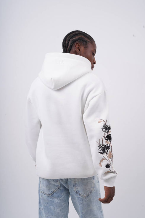 Floral Sleeve Embroidered Hoodie