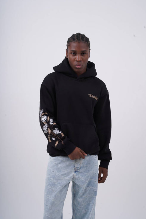 Floral Sleeve Embroidered Hoodie