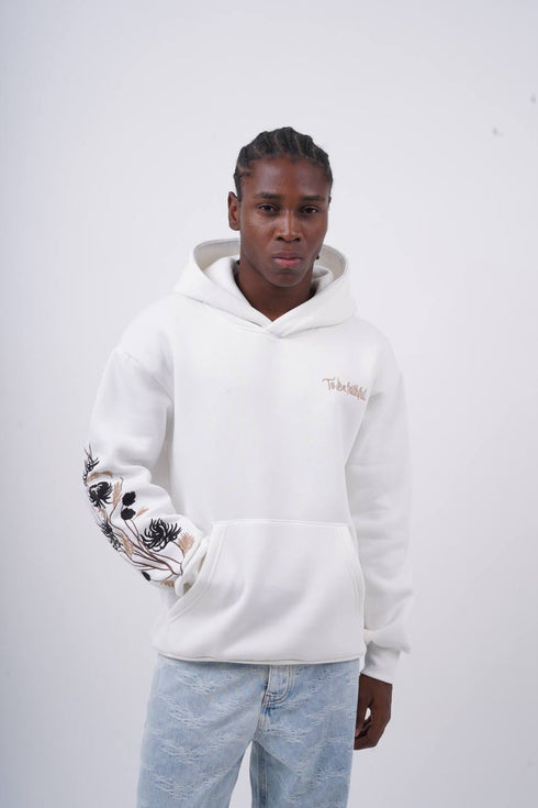 Floral Sleeve Embroidered Hoodie