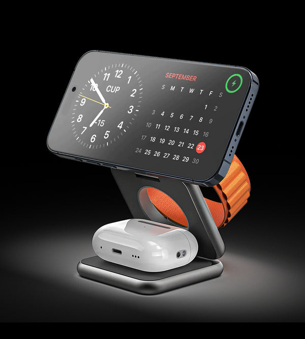 3 In 1 Foldable Magnetic Wireless Charging Station Aluminum Alloy