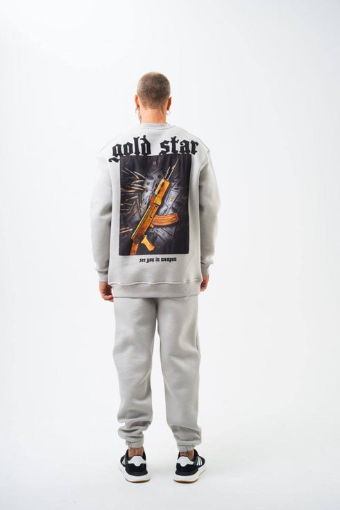 Gold Star' Urban Streetwear Sweatshirt: Weapon & Money Graphic