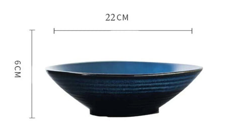 Japanese Blue Kiln-Glazed Ceramic Tableware Set – Elegant Porcelain Rice Bowls, Plates, Spoons, and Ramen Soup Dishes