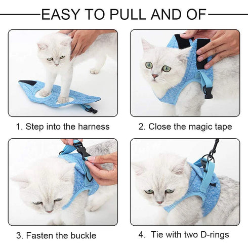 Adjustable Anti Escape Cat Harness and Leash Set - Breathable Lightweight Pet Vest