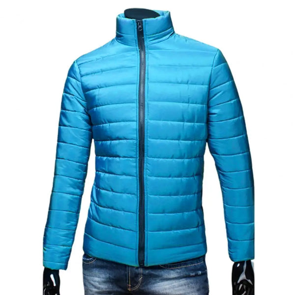 Men’s Stand Collar Winter Puffer Jacket – Lightweight Windproof Down Coat with Pockets