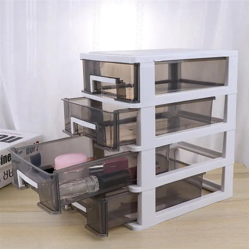 Plastic Storage Drawer Organizer - Cabinet Box with Desktop Shelf, Stackable Furniture Bins