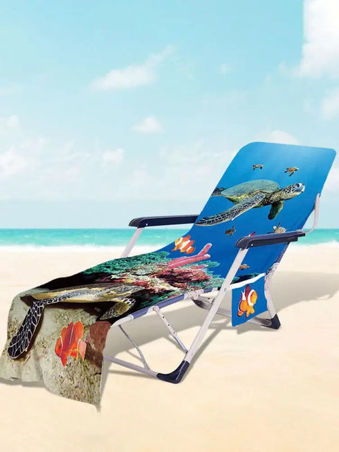Quick Drying Beach Towel Chair Cover Microfiber Chaise Lounge Towel Cover With Side Pockets For Pool Sun Lounger Hotel Garden