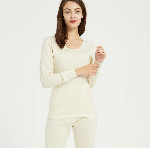 100% Merino Wool Women's Thermal Underwear Set - Thick & Warm Winter Base Layer