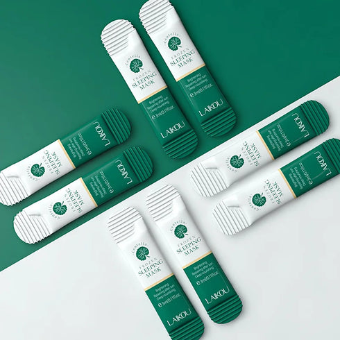 7-Piece Night Facial Mask Pack – Moisturizing and Nourishing Sleeping Masks with Natural Ingredients – Sakura, Seaweed, Snail, Centella, Matcha, and 24K Gold – 3g x 7pcs