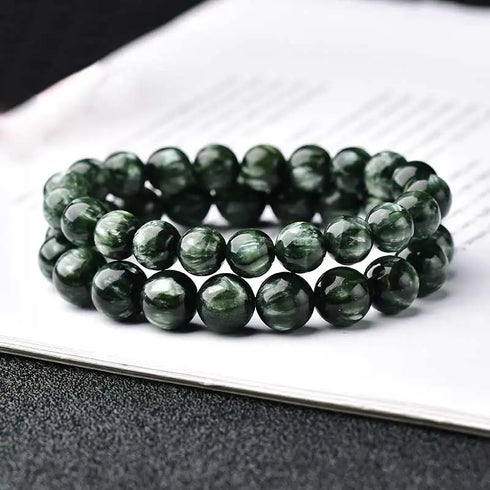 VANTJ Natural Seraphinite Bracelet – Customizable Crystal Jewelry for Women & Men