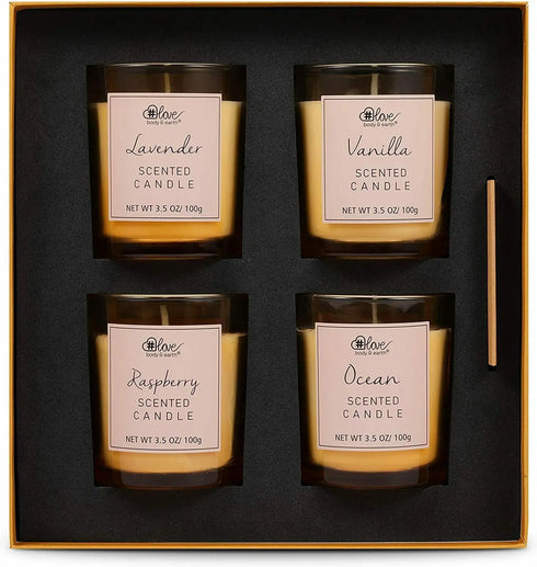 Aromatherapy Scented Candle Set 4x 3.5oz Fragrance Natural Soy Wax Candles Gift Box