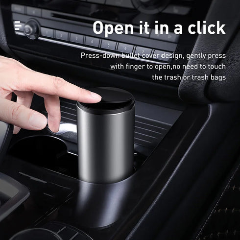 Baseus Alloy Car Trash Bin - Compact Garbage Can for Auto - Vehicle Dustbin & Storage Holder