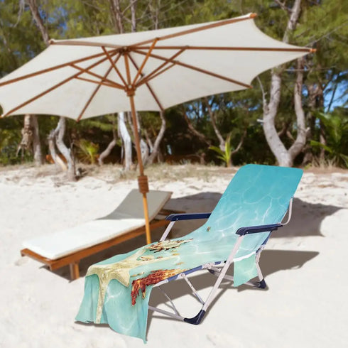 Quick Drying Beach Towel Chair Cover Microfiber Chaise Lounge Towel Cover With Side Pockets For Pool Sun Lounger Hotel Garden
