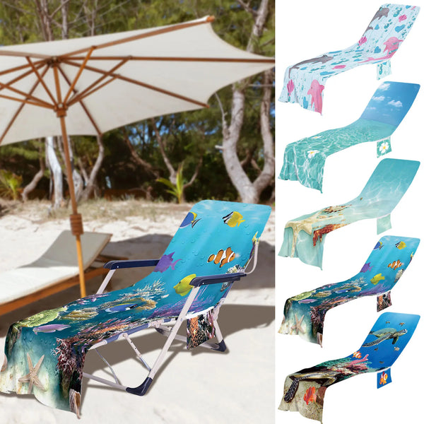 Lounger Beach Chair Towel Long Strap Beach Bed Chair Towel Cover With Pocket For Summer Outdoor Garden Pool Sun Lounger Cover