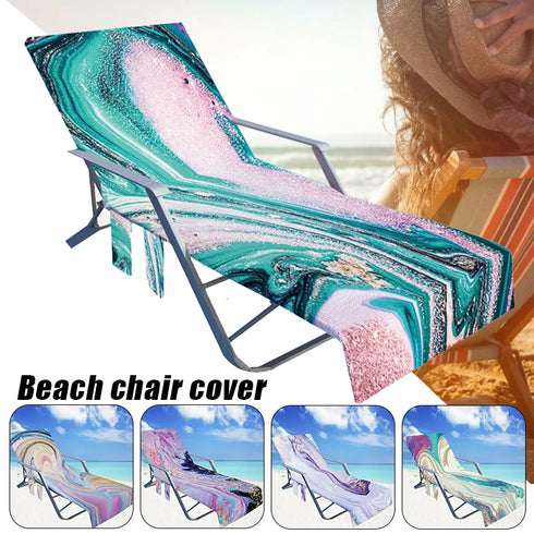 NEW Multifunctional Beach Chair Towel with Side Pockets Lounger Cover for Holiday Sunbathing Can be Folded into Crossbag