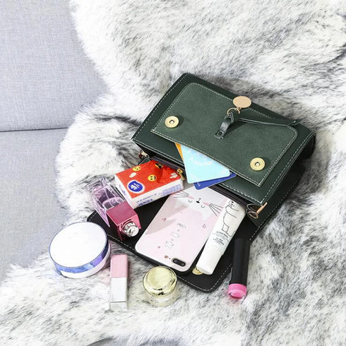 Designer PU Leather Flap Handbag for Women – Sequined Shoulder & Crossbody Bag with Top Handle