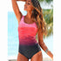 Push Up Criss Cross Back Swimsuit for Women-One Piece Gradient Print Bathing Suits
