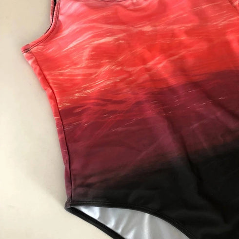 Push Up Criss Cross Back Swimsuit for Women-One Piece Gradient Print Bathing Suits