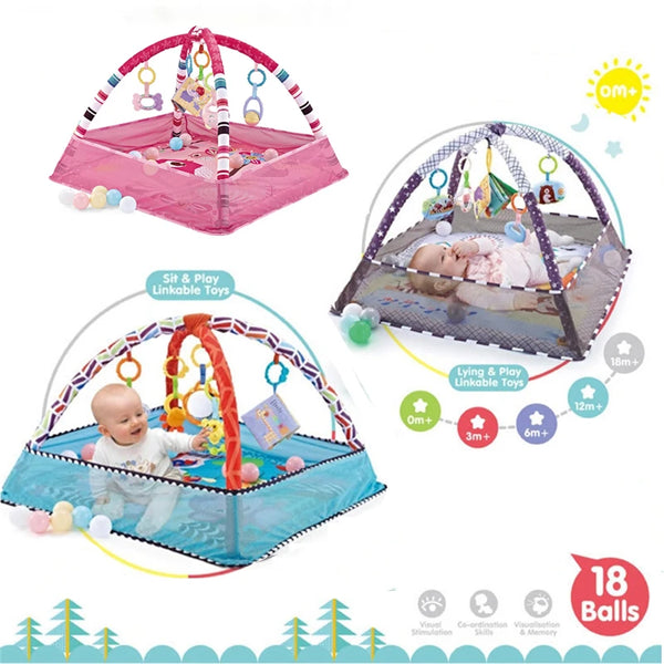 Soft Baby Play Gym with Interactive Hanging Toys – 80x80x50CM