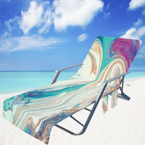 NEW Multifunctional Beach Chair Towel with Side Pockets Lounger Cover for Holiday Sunbathing Can be Folded into Crossbag