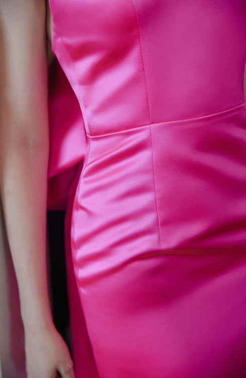 Haltered bow design back sheath silky satin prom dress with bow-tie multiple colors