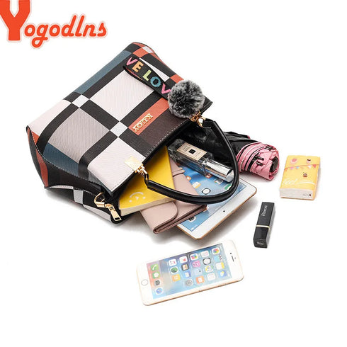 Yogodlns New Luxury Women's Handbag-Designer Stitching Plaid Shoulder Bag