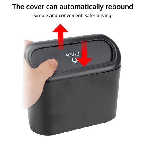 1L Car Interior Trash Can - Mini Tray Garbage Push Box - Automotive Accessories