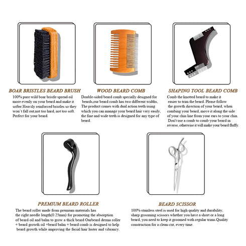 ENVISHA Moisturizing Beard Care Growth Cream Set Oil Serum Hair Loss Products For Men Nourishing Soft Smooth Repair Microneedles