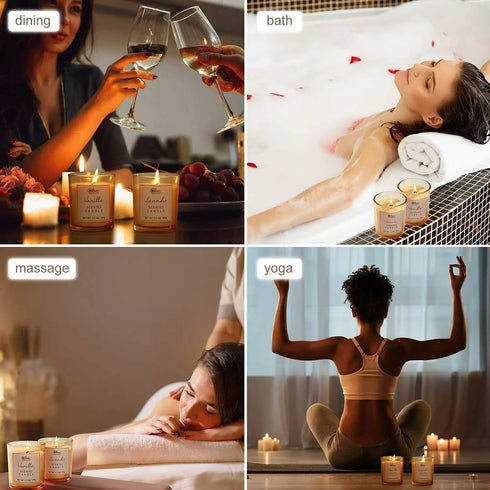 Aromatherapy Scented Candle Set 4x 3.5oz Fragrance Natural Soy Wax Candles Gift Box