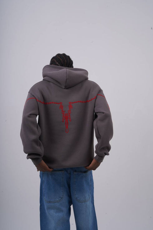 "Heartbeat" Embroidered Graphic Hoodie