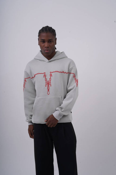 "Heartbeat" Embroidered Graphic Hoodie