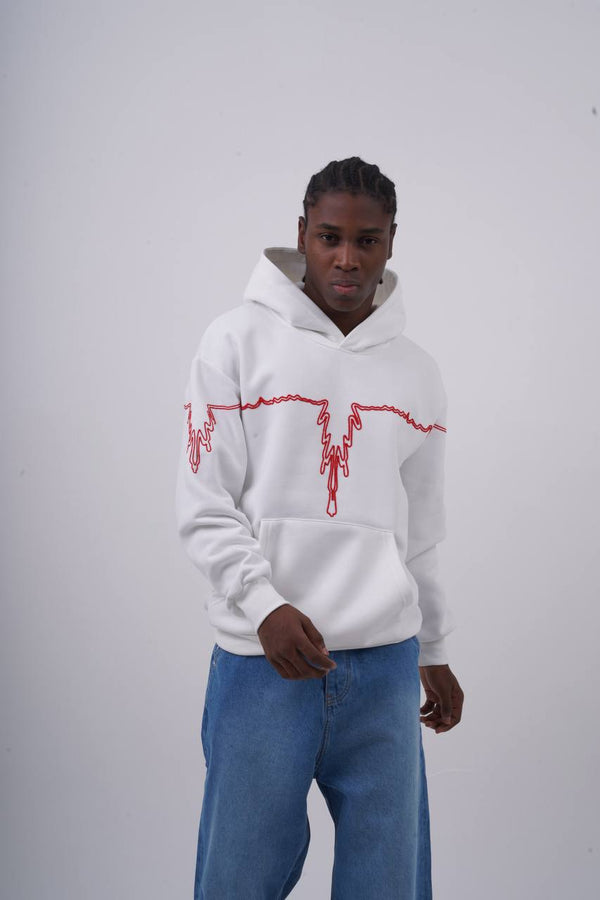 "Heartbeat" Embroidered Graphic Hoodie