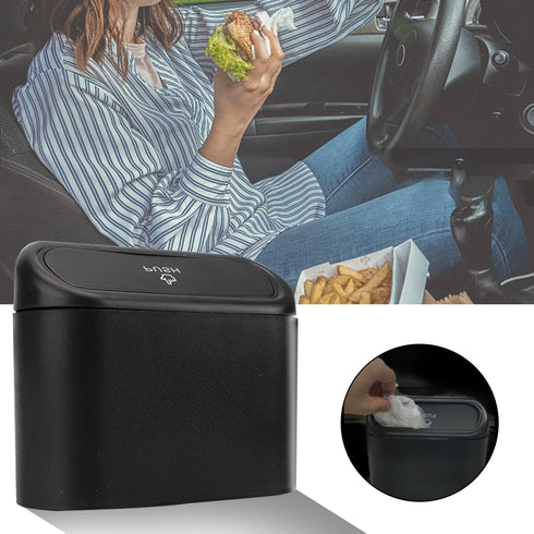 1L Car Interior Trash Can - Mini Tray Garbage Push Box - Automotive Accessories