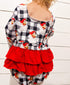 Checkered Santa ruffle romper