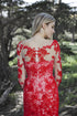 Coronation - Selena Huan Red Lace Long-sleeves Mermaid Gown Lace Colored Wedding Dress