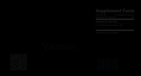Vitamin B9 Folic Acid Liquid (5-MTHF 5,000mcg, 60 servings)