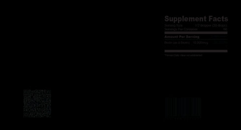 Biotin Liquid Skin Nutrients (Vegan, 10,000mcg each, 60 Servings)