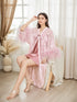 Luxurious Sequin Embroidered Lace Ostrich Feather Robe Set – Blush Pink Elegance