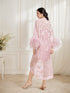 Luxurious Sequin Embroidered Lace Ostrich Feather Robe Set – Blush Pink Elegance