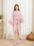Luxurious Sequin Embroidered Lace Ostrich Feather Robe Set – Blush Pink Elegance