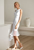 Modern Scoop Neck asymmetrical skirt hem Satin wedding dress little white dress