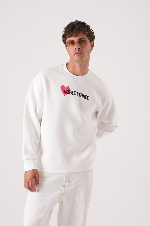 Noble Stance Oversized Sweatshirt: Artistic Heart & Dog Graphic