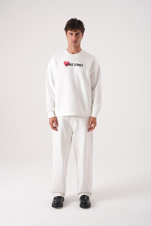 Noble Stance Oversized Sweatshirt: Artistic Heart & Dog Graphic