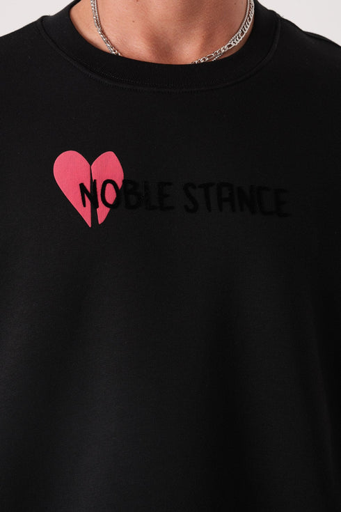 Noble Stance Oversized Sweatshirt: Artistic Heart & Dog Graphic